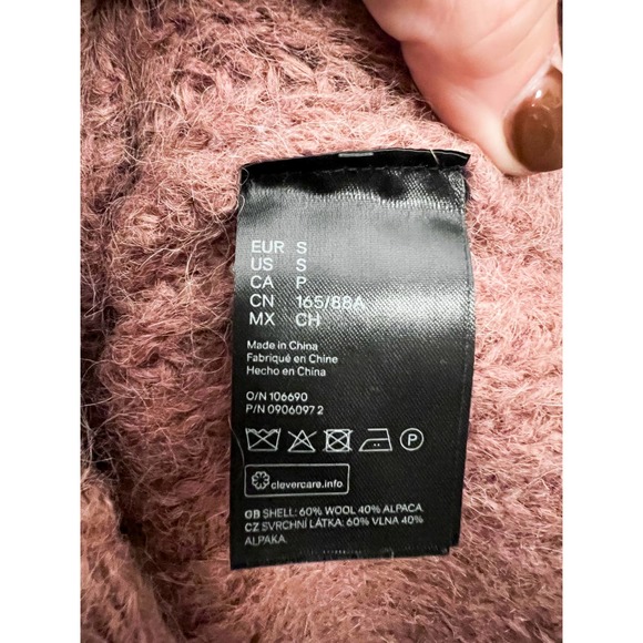 H&M Dusty Rose Boxy Cropped Alpaca Wool Blend Cardigan Sz Small - Picture 5 of 5